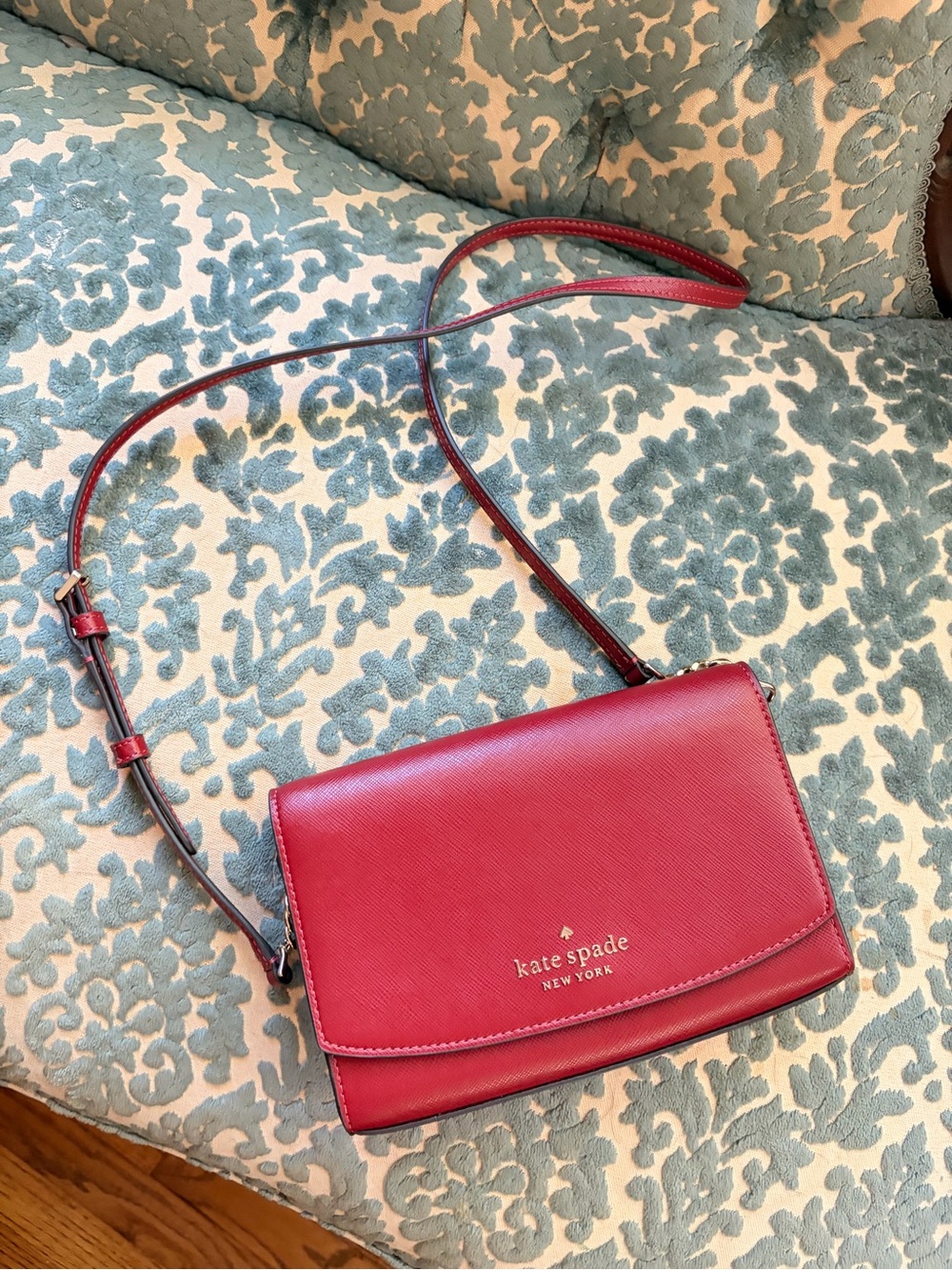 Kate Spade Sadie Red Saffiano Leather Envelope Crossbody Bag